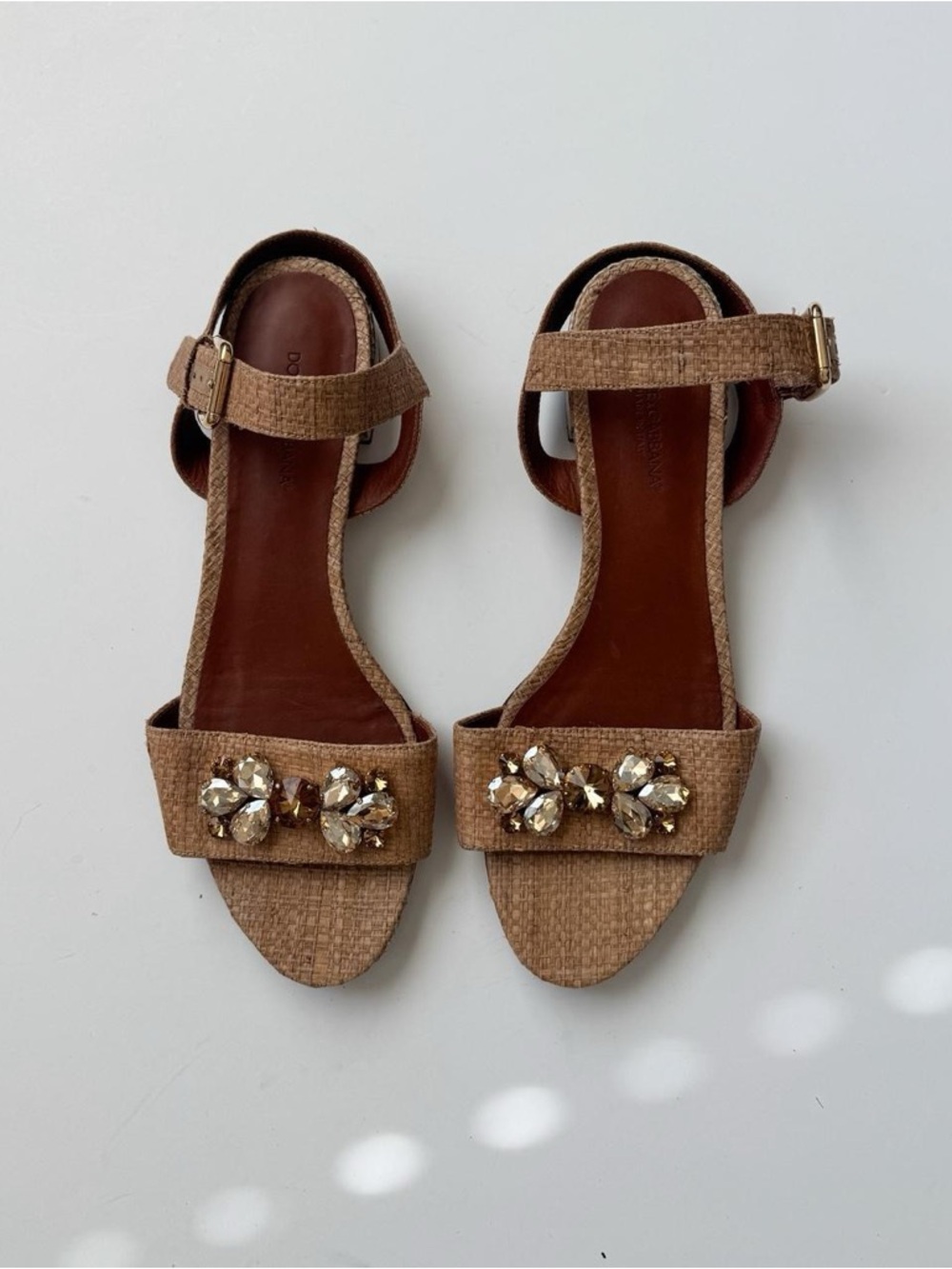 Dolce & Gabbana Sandals 41/10 Rhinestones Brown Sandal Heels Designer Strappy
